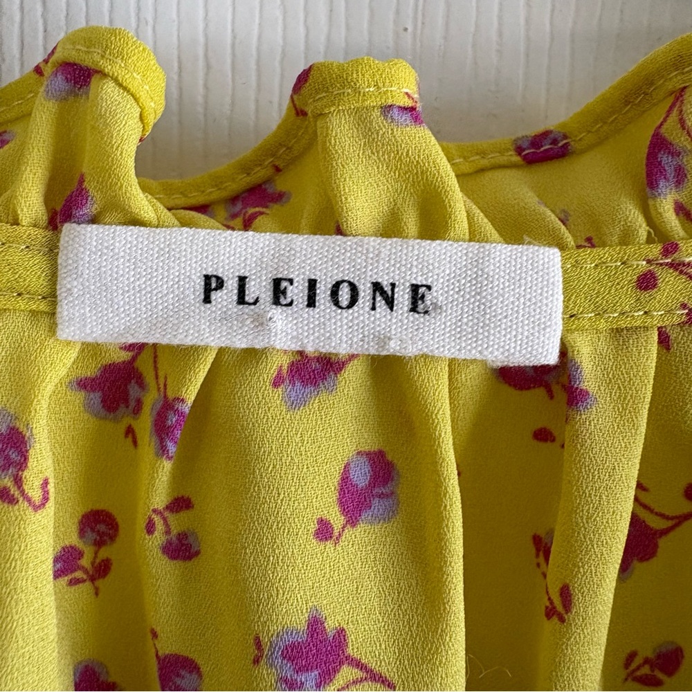 Pleione Yellow‎ Ditsy Floral Flutter Sleeve Blouse Boho Bloomcore Whimsical XL - Picture 4 of 8